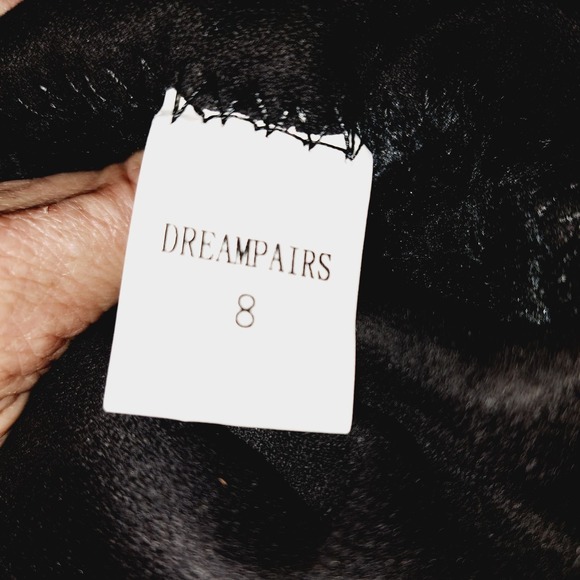 Dream Pairs Black above knee faux suede Lace Tie Back Zip Boots 8 - Picture 15 of 16